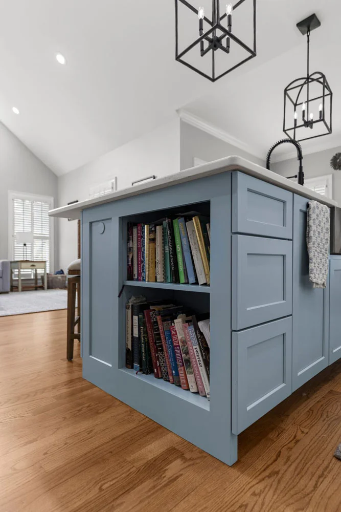 Built-in cookbook shelves