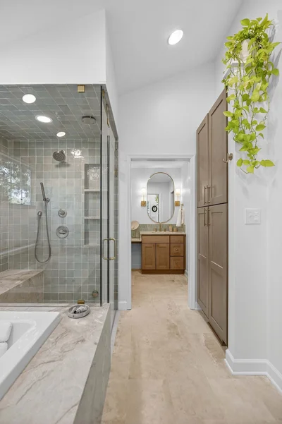 Steam shower in primary bathroom remodel