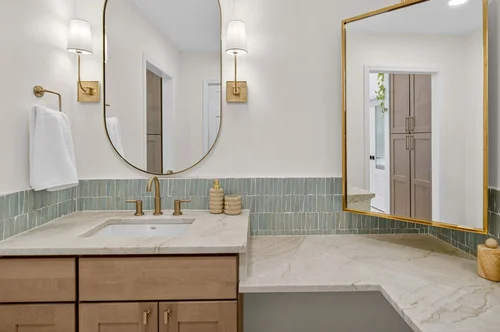 Bathroom backsplash with a custom height