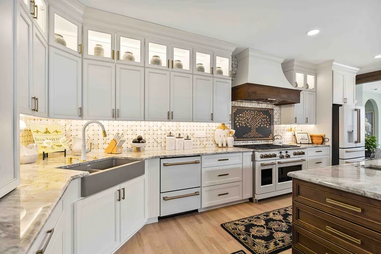 Kitchen remodel with luxury features like custom cabinetry
