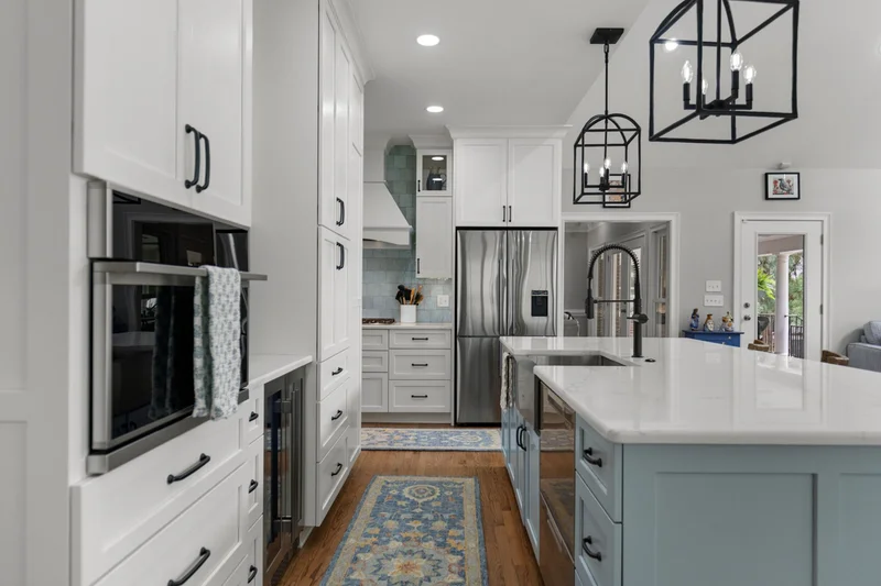 Blue and white coastal kitchen remodel in Greenville SC