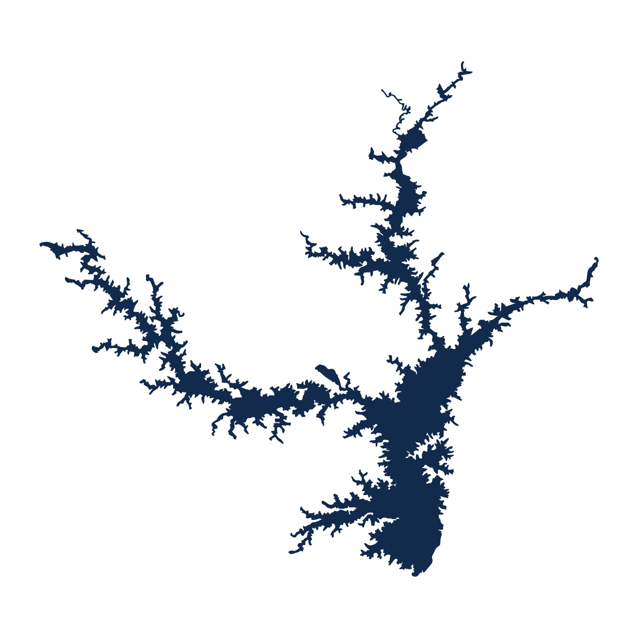 Outline illustration of Lake Hartwell near Anderson SC