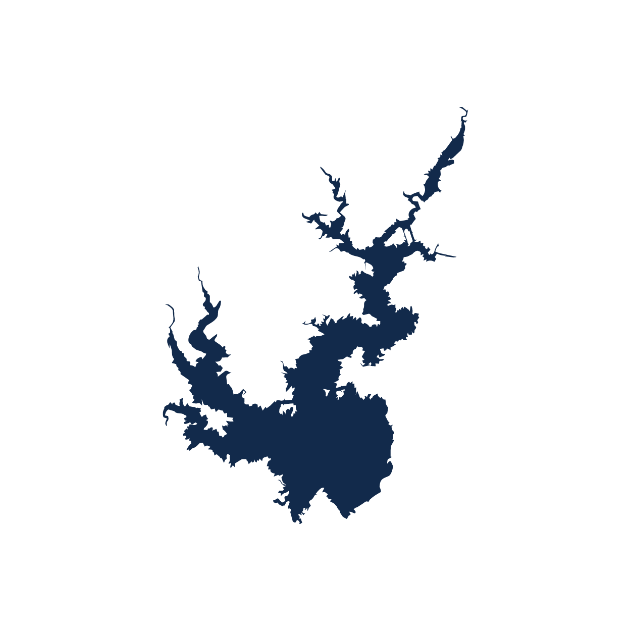 Outline illustration of Lake Jocassee near Salem SC