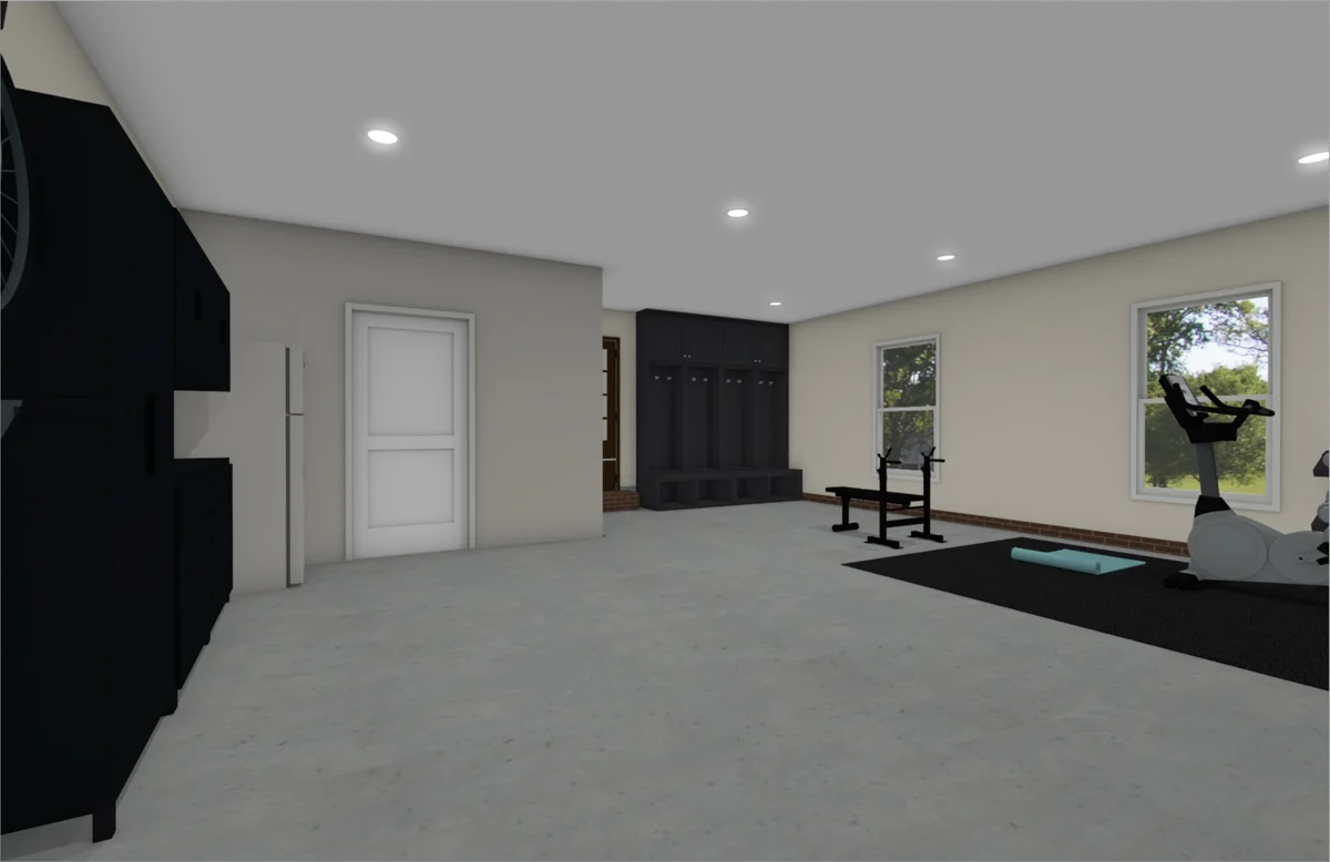 Garage gym conversion design rendering