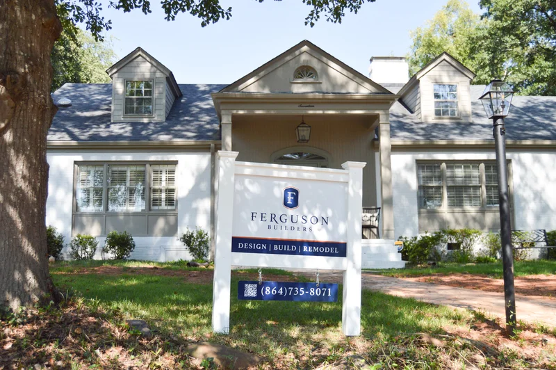 Ferguson Builders sign in front of a home in the Augusta Road area of Greenville